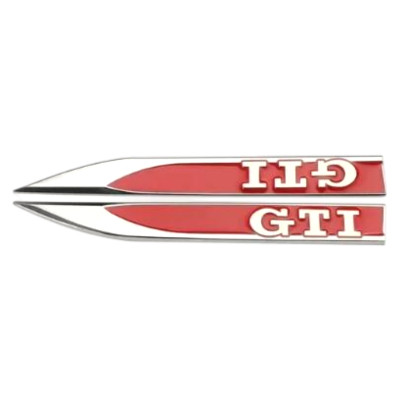 Емблема крила на авто Volkswagen GTI, 2шт метал червоні